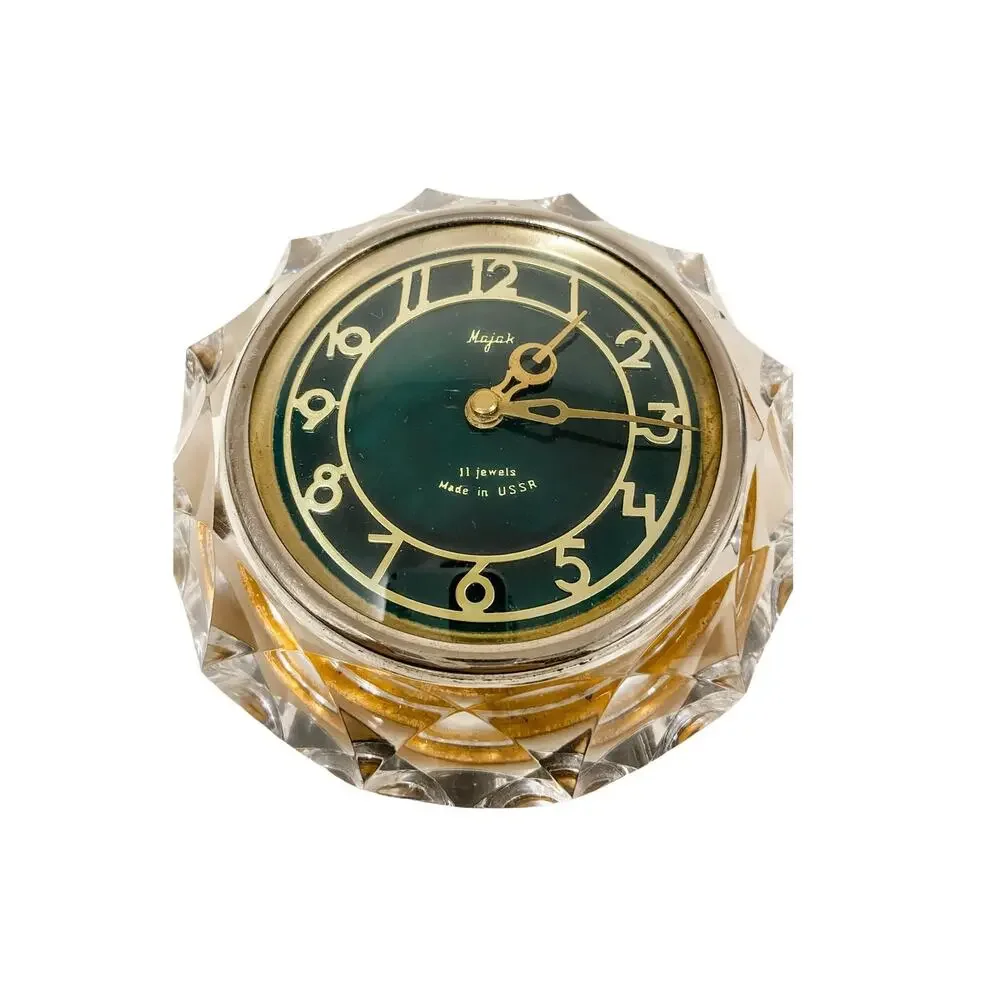 Vintage Majak Crystal Desk Clock 11 Jewels Mechanical Made in USSR